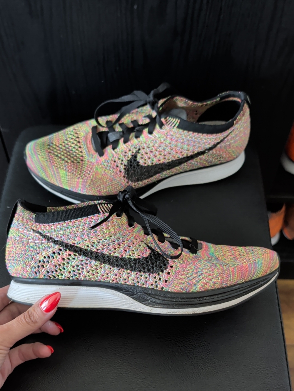 Nike Women’s Flyknit Racer - Multicolor with Black Swoosh